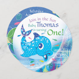 Zum ersten Geburtstag, unter dem Meer, Blaue Dolph Einladung