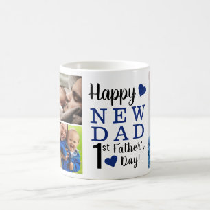 Zum ersten Mal Vater's Day New Dad 5 Foto Collage Kaffeetasse