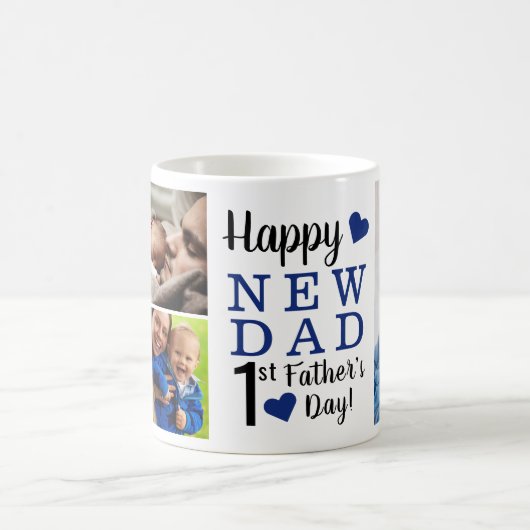 Zum ersten Mal Vater's Day New Dad 5 Foto Collage Kaffeetasse (Mittel)