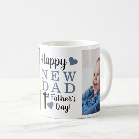 Zum ersten Mal Vater's Day New Dad 5 Foto Collage Kaffeetasse (VorderseiteRechts)