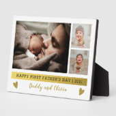 Zum ersten Mal Vatertag 3 Foto Collage Fotoplatte (Seite)