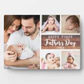 Zum ersten Mal Vatertag Holz 5 FotoCollage Fotoplatte (Vorderseite)