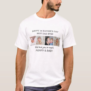 Zum ersten Mal Vati-Tag Papa 4 FotoCollage T-Shirt