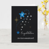 Zum ersten Mitarbeiterjubiläum gratulieren Stars Karte (Gelbe Blume)