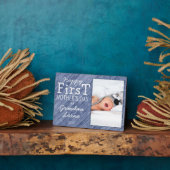 Zum ersten Muttertag Grandma Foto Blue Wood Fotoplatte (Seite)