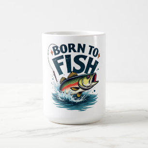 Zum Fischen geboren – Springender Barsch Kunstwerk Kaffeetasse