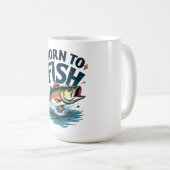 Zum Fischen geboren – Springender Barsch Kunstwerk Kaffeetasse (VorderseiteRechts)