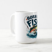 Zum Fischen geboren – Springender Barsch Kunstwerk Kaffeetasse (Vorderseite Links)