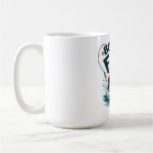 Zum Fischen geboren – Springender Barsch Kunstwerk Kaffeetasse (Links)
