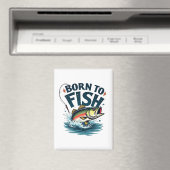 Zum Fischen geboren – Springender Barsch Kunstwerk Magnet (In Situ (Geschirrspüler))