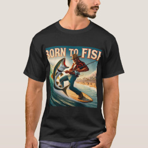 Zum Fischen geboren T-Shirt
