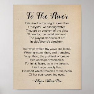 Zum Fluss Gedicht von Edgar Allan Poe Vintage Poster