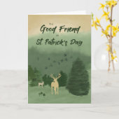 Zum Freund St. Patrick's Day Landschaft mit Hirsch Karte (Gelbe Blume)