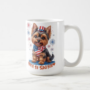 Zum Funkeln geboren – Süßer patriotischer Yorkie 4 Kaffeetasse