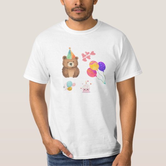 Zum Geburtstag Bär-Feier T-Shirt (Vorderseite)