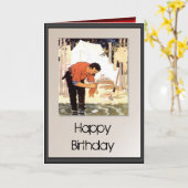 Zum Geburtstag glücklich - Fisch zum Abendessen re Karte (Gelbe Blume)