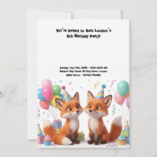 Zum Geburtstag süßer Fuchs Einladung (Vorderseite)