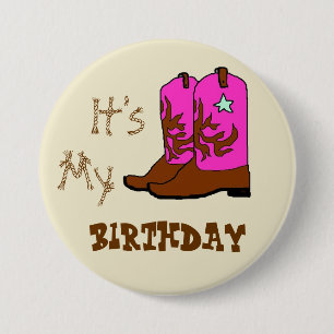 Zum Geburtstag Western-Stiefel Knöpfe Button