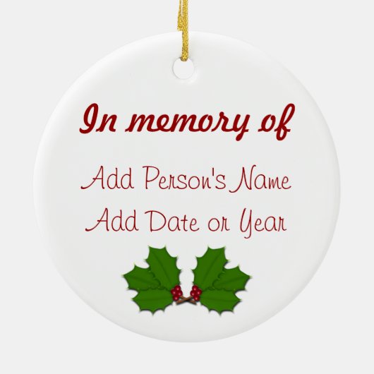 Zum Gedenken an Baum-Verzierung des Keramikornament (Hinten)