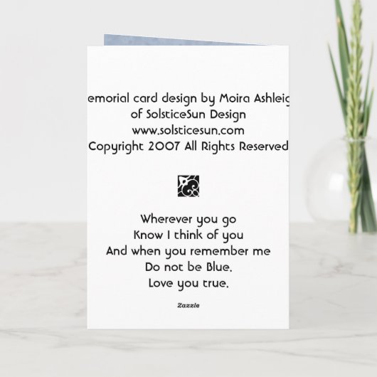 Zum Gedenken an Grampy Ed Karte (Rückseite)