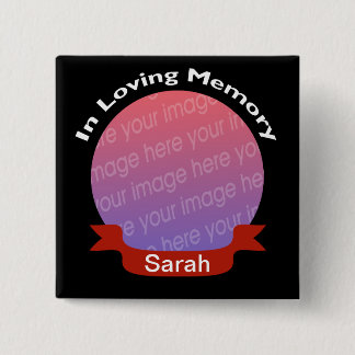 Zum Gedenken an schwarzen Foto-Knopf mit Namen Button