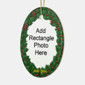 Zum Gedenken an - Stechpalmen-ovale Verzierung Keramikornament (Links)