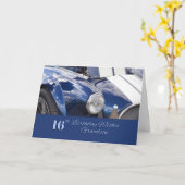 Zum Glück 16. Geburtstag Grandson, Blue Car Karte (Gelbe Blume)