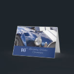 Zum Glück 16. Geburtstag Grandson, Blue Car Karte<br><div class="desc">Diese klassische Karte ist für Grandson an seinem 16. Geburtstag mit einem Foto eines blauen und weißen Autos,  mit massivem Blau am unteren Ende und den Worten "16. Geburtstag wünscht Grandson". Alle Karten sind anpassbar. Original Foto und Design von JMDykstraFotografie.</div>
