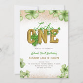 Zum Glück 1 Kleeblatt St. Patrick's Day 1. Geburts Einladung (Vorderseite)