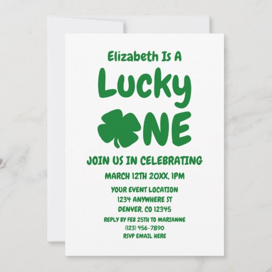 Zum Glück 1 St Patrick's Day 1. Einladung (Vorderseite)