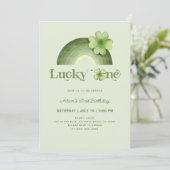 Zum Glück 1 St. Patrick's Day Rainbow 1. Geburtsta Einladung (Stehend Vorderseite)