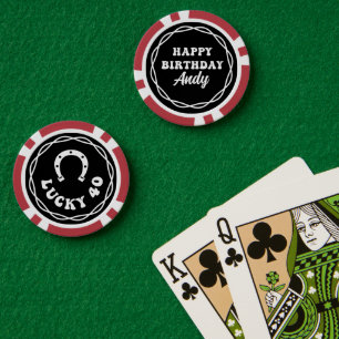 Zum Glück 40. Geburtstag Casino Night Custom Pokerchips