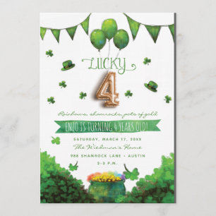 Zum Glück 4 Patrick's Day Geburtstagsparty Einladu Einladung