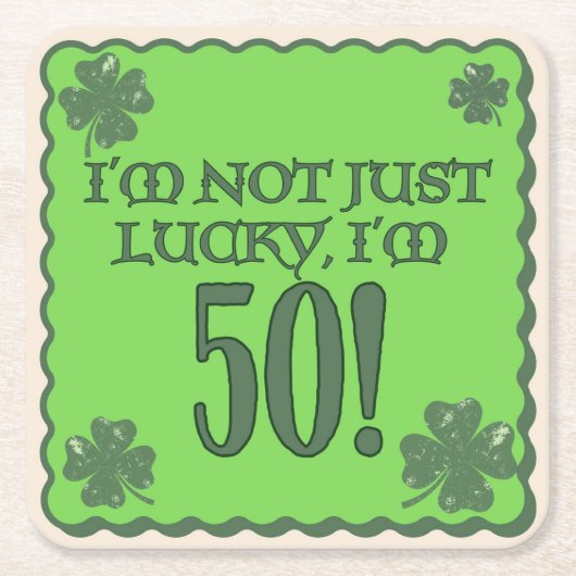 Zum Glück 50. Geburtstag Untersetzer (Vorderseite)