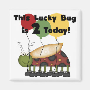 Zum Glück Bug 2. Geburtstag T - Shirt und Geschenk Magnet