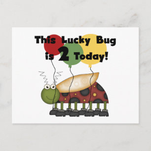 Zum Glück Bug 2. Geburtstag T - Shirt und Geschenk Postkarte