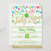 Zum Glück Charm St Patrick's Day Gender Reveal Einladung (Vorderseite)