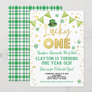 Zum Glück ein Baby zum ersten Geburtstag St Patric Einladung