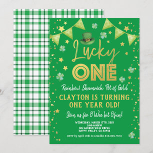 Zum Glück ein Baby zum ersten Geburtstag St Patric Einladung