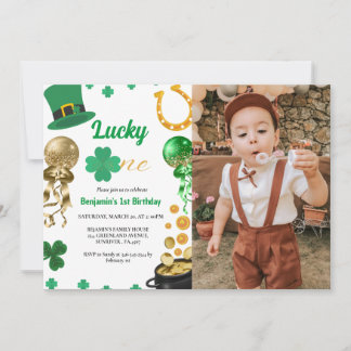 Zum Glück ein erstes Geburtstag St Patrick's Day B Einladung