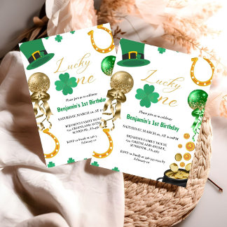 Zum Glück ein erstes Geburtstag St Patrick's Day B Einladung