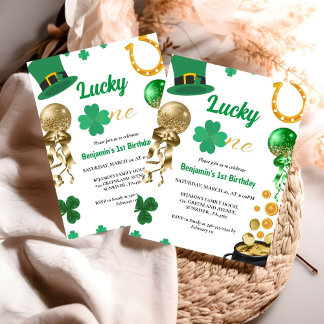 Zum Glück ein erstes Geburtstag St Patrick's Day B Einladung