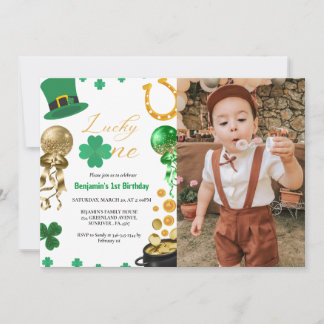 Zum Glück ein erstes Geburtstag St Patrick's Day B Einladung