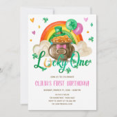 Zum Glück ein St. Patrick's Day Girl zum ersten Ge Einladung (Vorderseite)