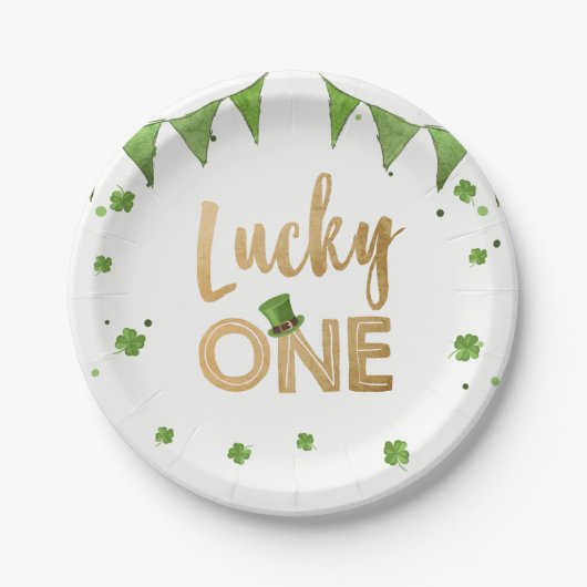 Zum Glück ein St Patrick's Day Paper Plate Clover  Pappteller (Vorderseite)