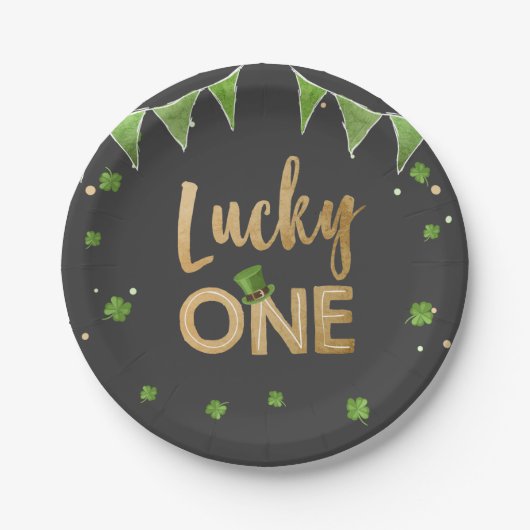Zum Glück ein St Patrick's Day Paper Plate Clover  Pappteller (Vorderseite)