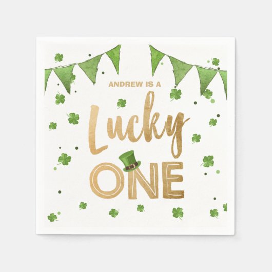 Zum Glück ein St Patrick's Day Paper Plate Clover Serviette (Vorderseite)