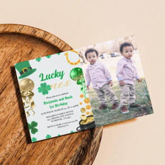 Zum Glück ein Twin 1. Geburtstag St Patrick's Day Einladung