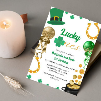 Zum Glück ein Twin 1. Geburtstag St Patrick's Day Einladung