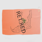 Zum Glück ermüdet Florida Map und Tropical Palm Tr Golfhandtuch (Horizontal)